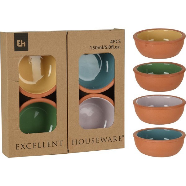 Excellent Houseware Tapasschaal terracotta 150ml 4 delig