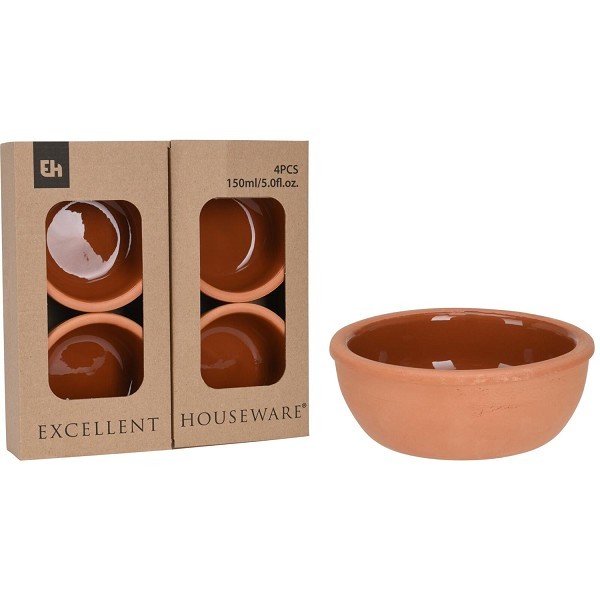 Excellent Houseware Tapasschaaltjes terracotta Ø10xh4cm set a 4 stuks