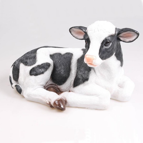 Farmwood Animals Tuinbeeld koe kalf liggend L 46,5x28,5x27cm