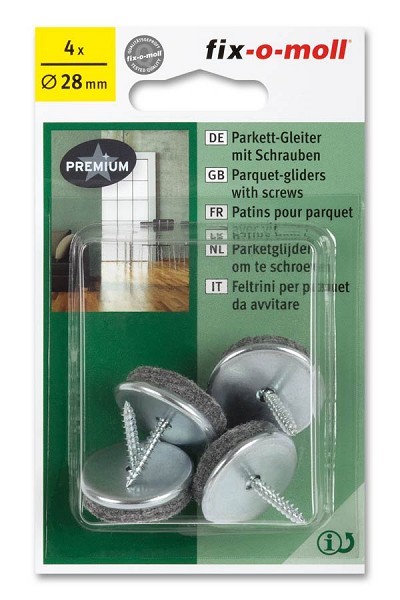 Fix-o-moll parketglijders wol rond 28mm 4 stuks