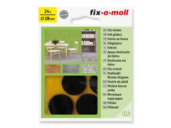 Fix-o-moll viltglijder rond 28mm bruin 24 stuks