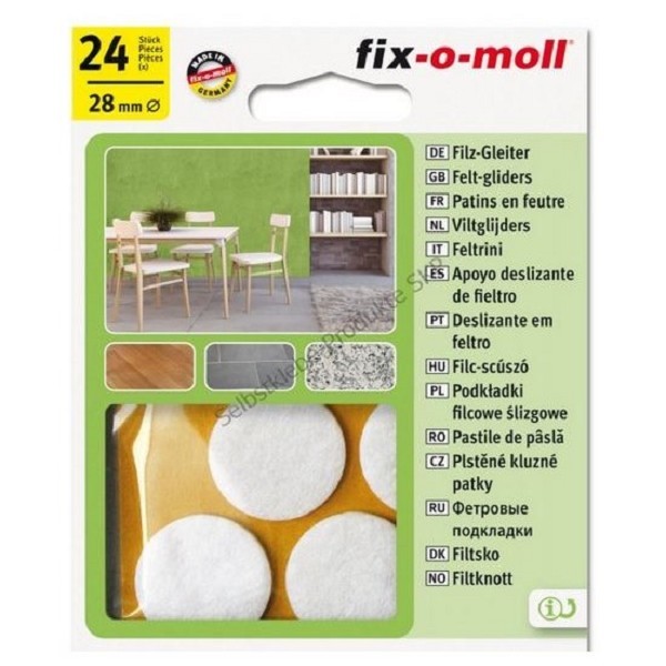 Fix-o-moll viltglijder rond 28mm wit