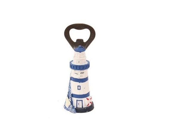 Flesopener vuurtoren blauw/wit