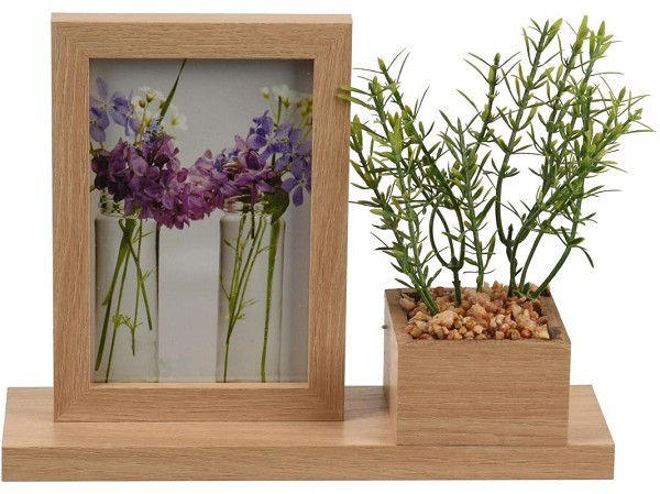 Fotolijst mdf met plantje 19,5x26x7,6cm