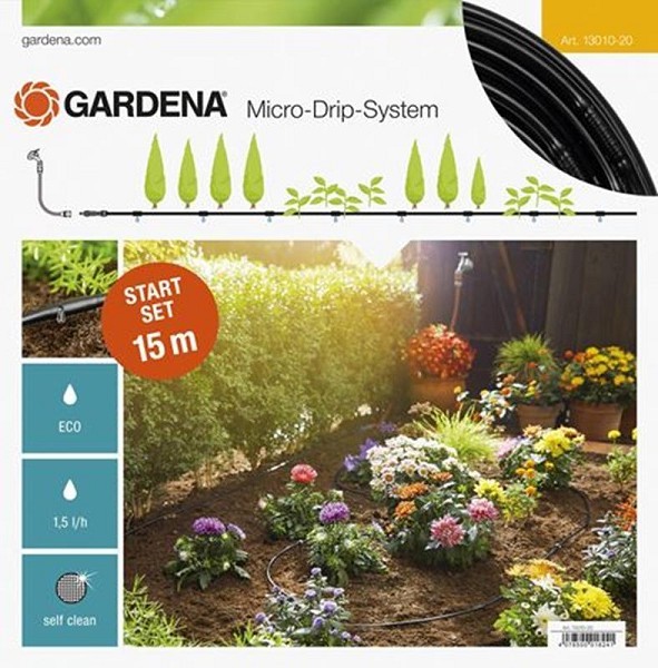 Gardena Micro-Drip-System Start Set S met 15m slang voor rijplanten