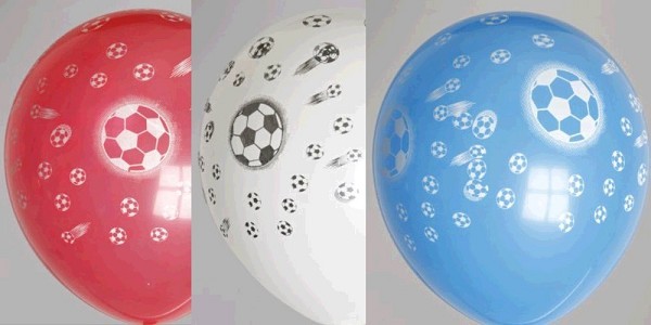 Globos zak 50 ballons voetbal rood/wit/blauw