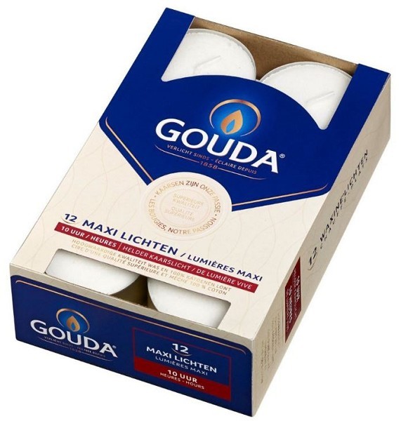 Gouda Maxi waxinelichten brandduur 10 uur doos a 12st