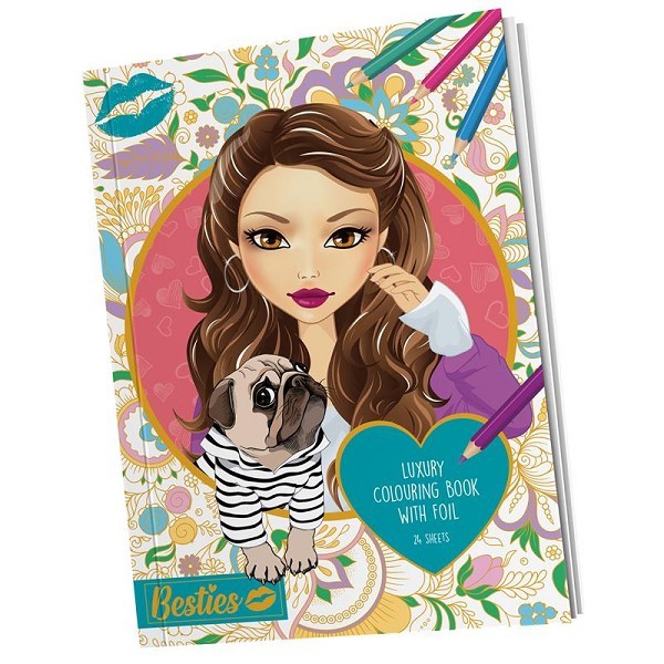 Grafix Besties Luxury kleurboek A4 met folie, 24 vel