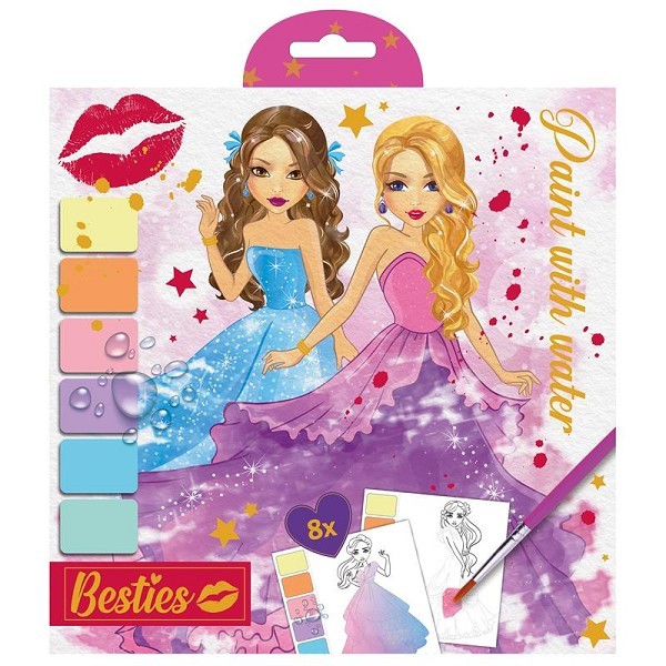 Grafix Besties Verven met water 20x20cm, 8 vel met penseel