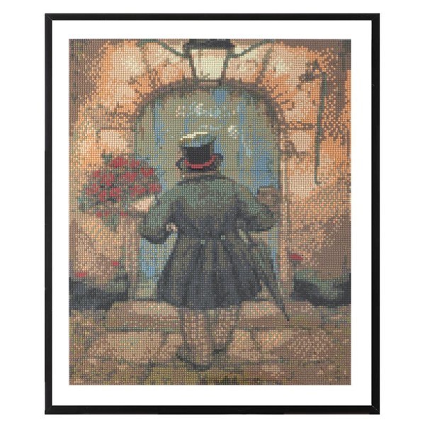 Grafix Diamond painting Anton Pieck - Man met rozen 40x50cm