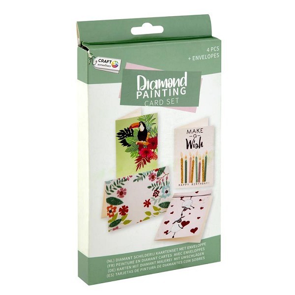 Grafix Diamond painting kaarten maken 18,1x13cm 4 stuks + envelop