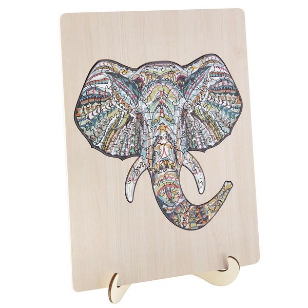 Grafix Houten puzzel Olifant unieke stukjes 137pcs 30x22cm