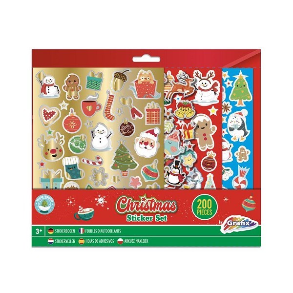 Grafix Kerst Stickerset 200-delig 4-vel 27x23cm