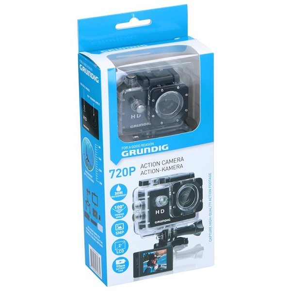 Grundig Action cam onderwatercamera HD 720P, 2" LCD screen