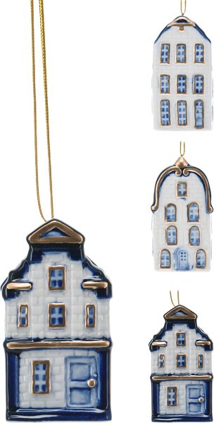 Hangdeco huisje delfts blauw porselein 6cm