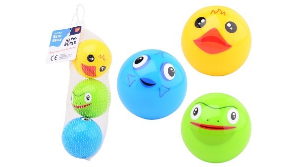 Happy World dieren bad speelballen in net, 3 stuks