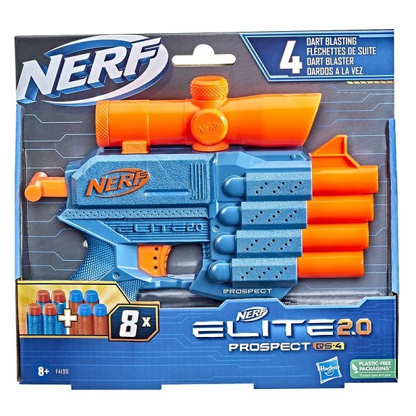 Hasbro Nerf Elite 2.0 Prospect QS 4, Blaster met 8 foam darts