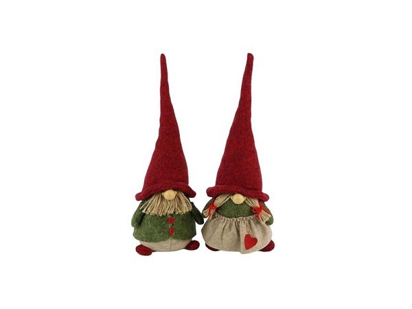 HBX natural living Gnome Kiddo 14x12xh37cm Rood/groen man of vrouw