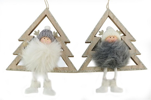 HBX natural living Hanger kerstboom met engeltje 14,5x5xh30cm