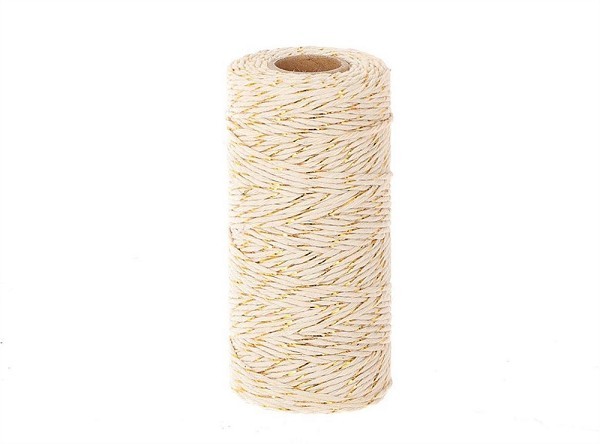 HBX natural living Katoenen touw op klos 100m x 0,2cm wit/goud