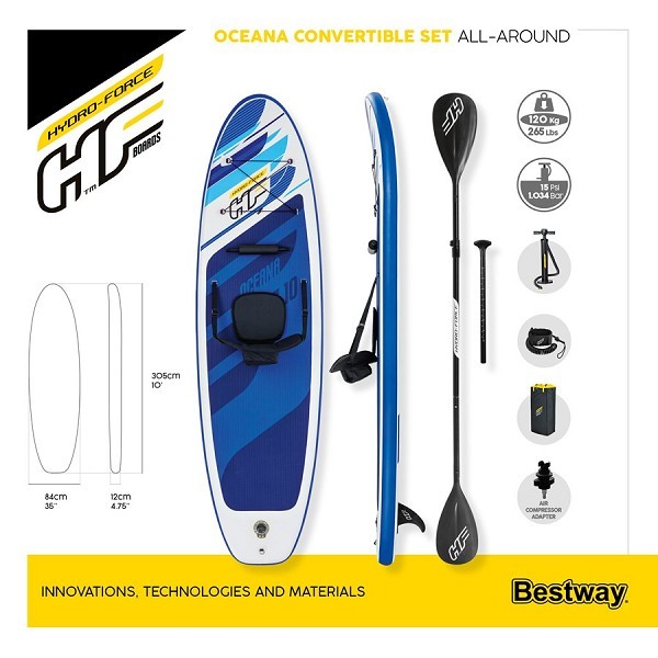 Hydro-Force Oceana Convertible SUP peddelboard 305x84x12cm Set