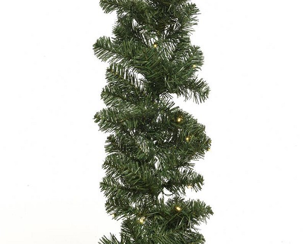 Imperial Kerstguirlande 270x25cm groen met 50xLED licht warm wit op batterijen met timer PVC