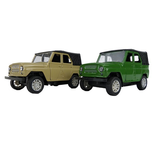 Jeep groen of beige frictie 1:32 zonder licht en geluid