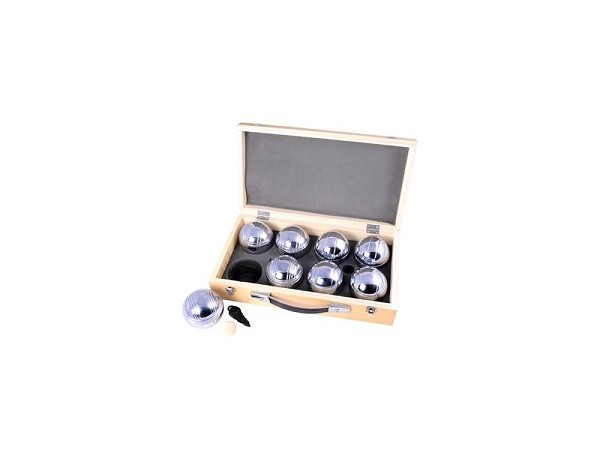 Jeu de boules 8 metalen ballen in houten kist