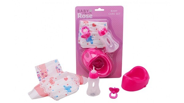 John Toy Baby Rose 4-delige verzorgset op kaart