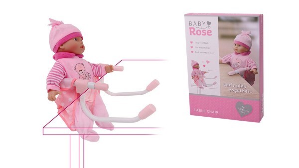 John Toy Baby Rose tafelstoel (geschikt voor poppen van 35-45cm)