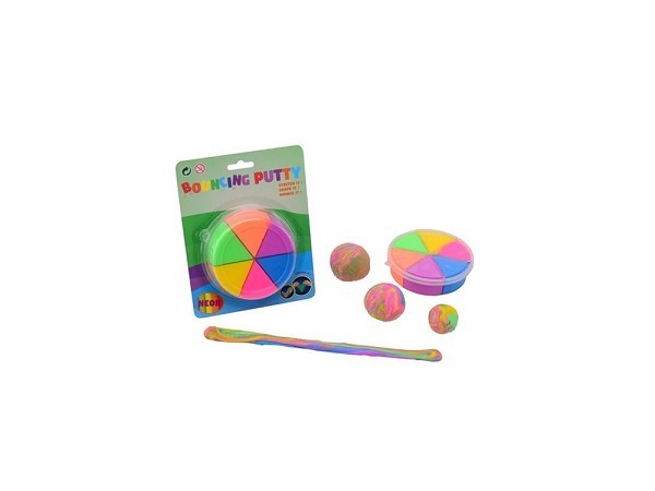 John Toy Bouncing duo putty 6 neon kleuren bewaardoos op kaart