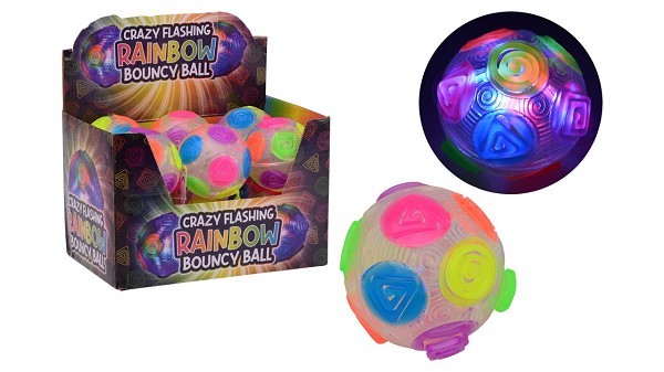 John Toy Crazy flashing regenboog stuiterbal Ø8cm