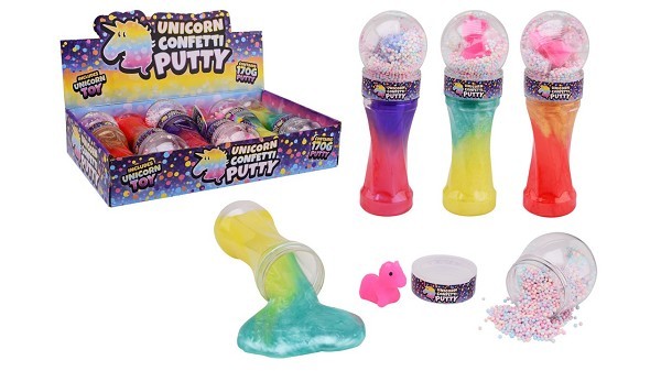 John Toy Putty met unicorn en foam balletjes in kegel 20cm