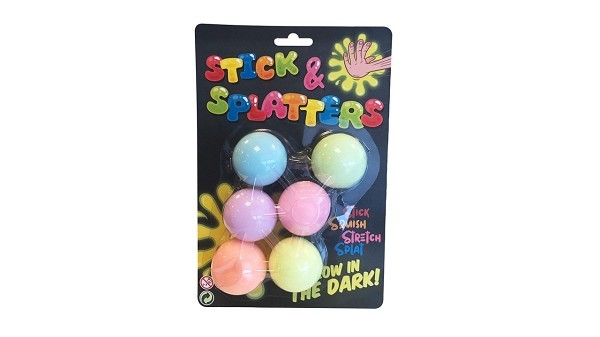 John Toy Sticky stretch glow in the dark ballen op kaart