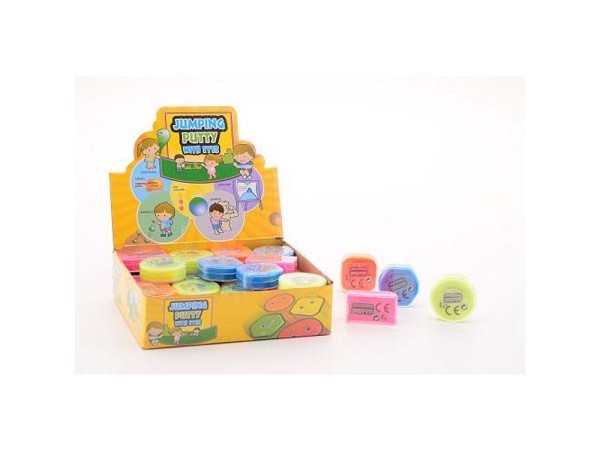 Johntoy stuiter putty met oogjes 5x4cm ( per potje )