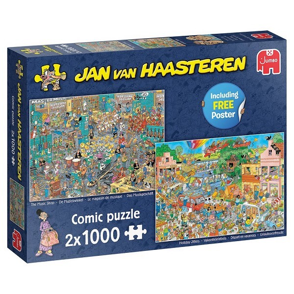 Jumbo Jan van Haasteren puzzel Muziekwinkel & Vakantiekriebels 2x1000 stukjes