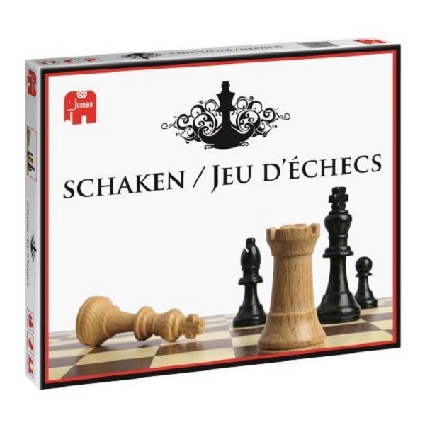 Jumbo Schaken 1 kartonnen bord (30x30cm) met 32 houten stukken.