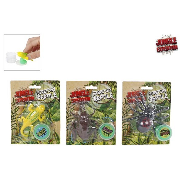 Jungle Expedition Stretchy slijm etend reptiel op kaart 11cm