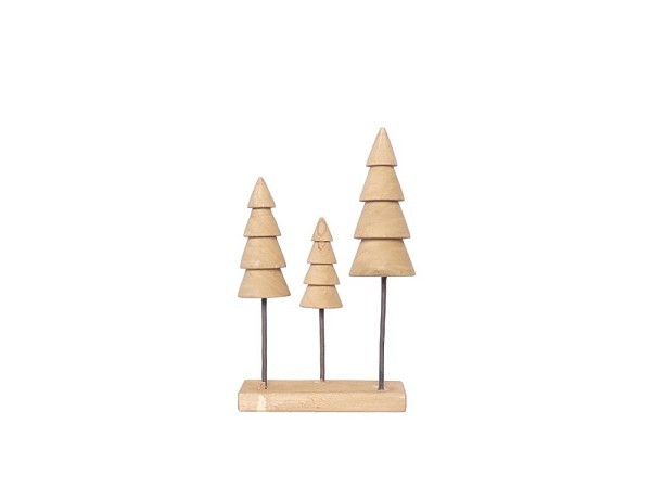 Kerstboom beeld van hout naturel 8x8x33cm