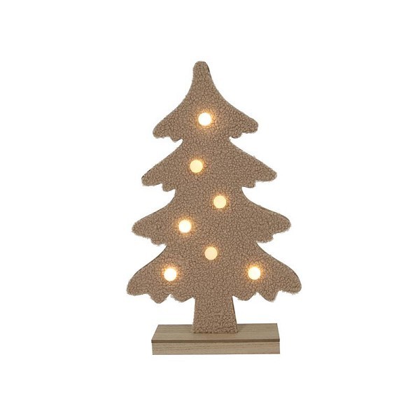 Kerstboom Terry vilt 7xLED bolletjes camel h27xb16cm, 2xAAA excl