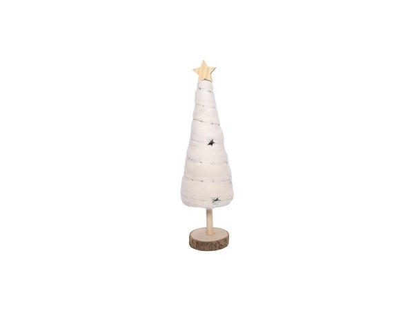 Kerstboom vilt met glinsterende sterren versiering omheen gewikkeld. 27cm wit