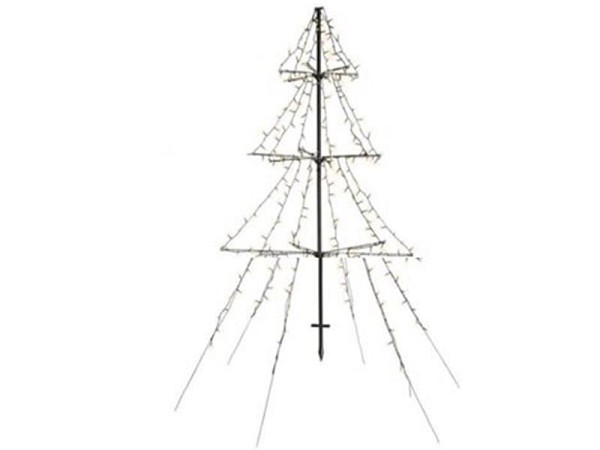 Kerstboom vorm LED buitenverlichting vrijstaand 180cm 330LED lampen hoog warmwit met timer IP44 5m aanloopsnoer