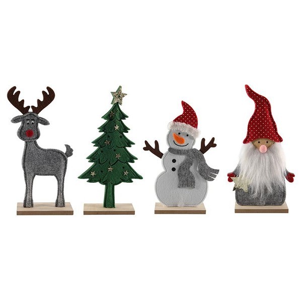 Kerstfiguur vilt op houten voet 24cm