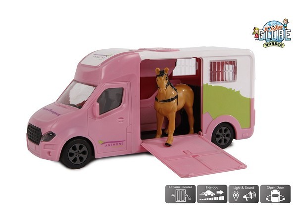 Kids Globe Anemone paardentruck die cast licht geluid roze 20cm