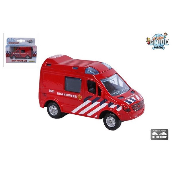 Kids Globe brandweer NL die cast pullback-action  8cm