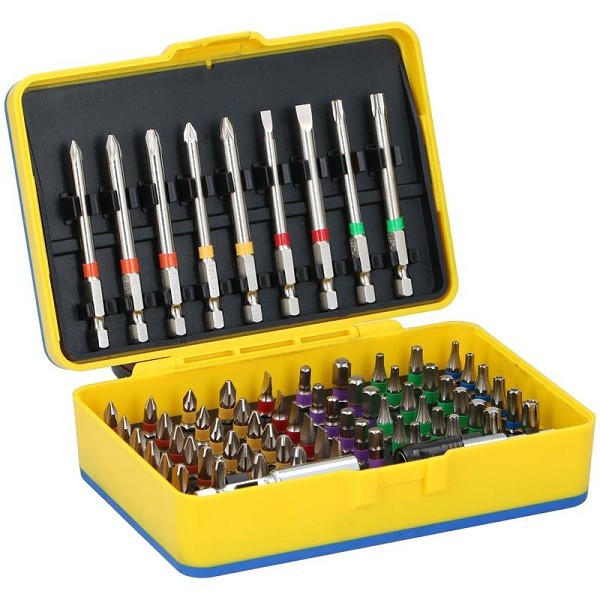 Kinzo schroefbitset 71-delig 12x16x4,5cm kruis torx en inbus met 2 bithouders