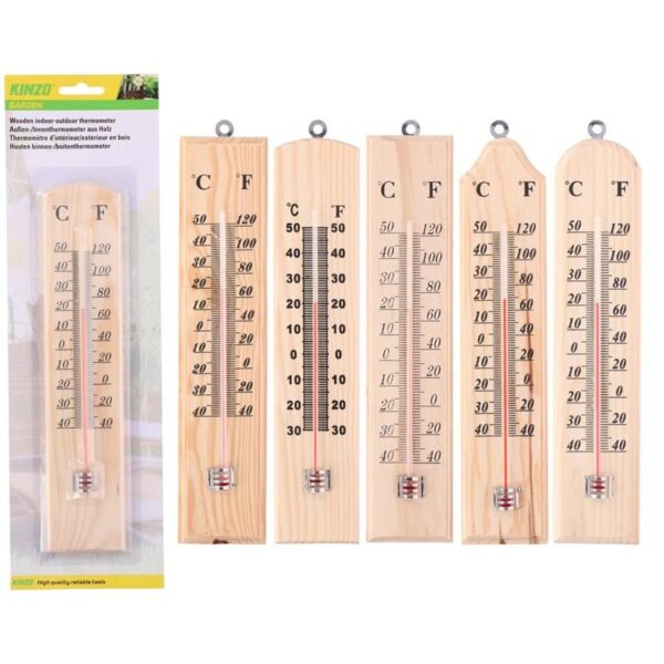 Kinzo Thermometer Binnen/buiten Hout 25x5cm