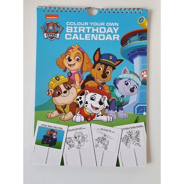 Kleur je eigen Paw Patrol verjaardagskalender 30,5x22cm