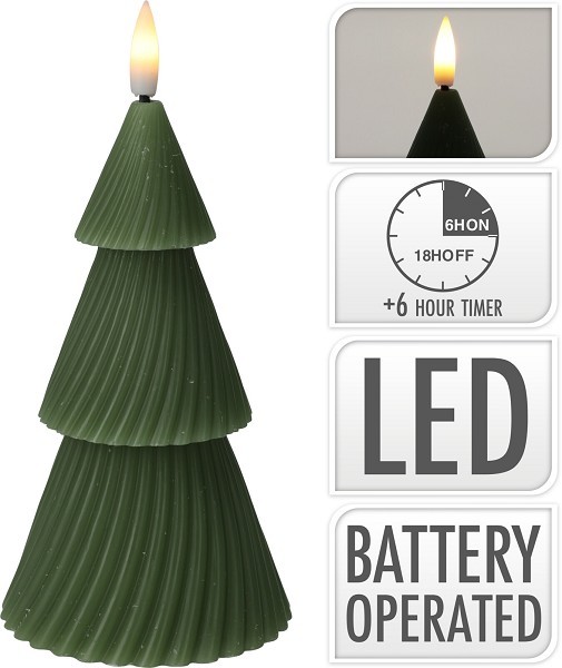 LED kaars kerstboom 11cm groen