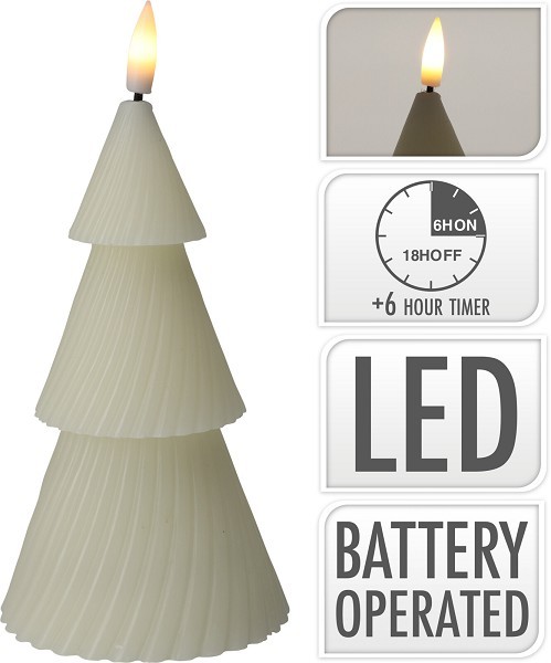 LED kaars kerstboom 11cm ivoor